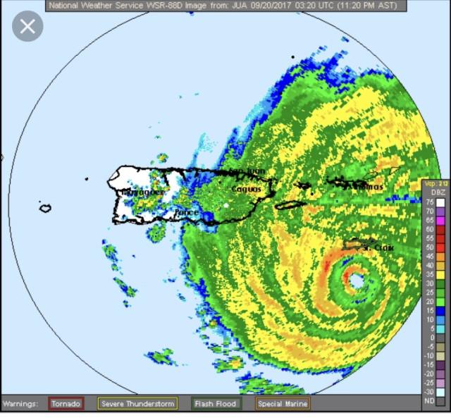 Radar image of hurricane Maria