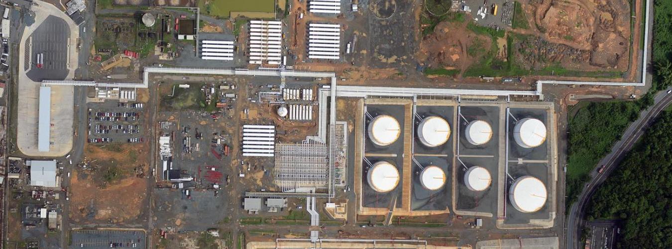Aerial view of construction site