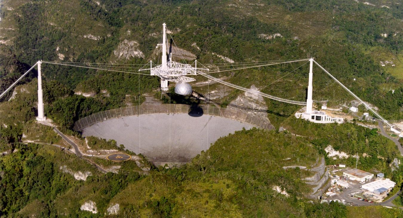 Aerial view of the Arecibo radio telescope