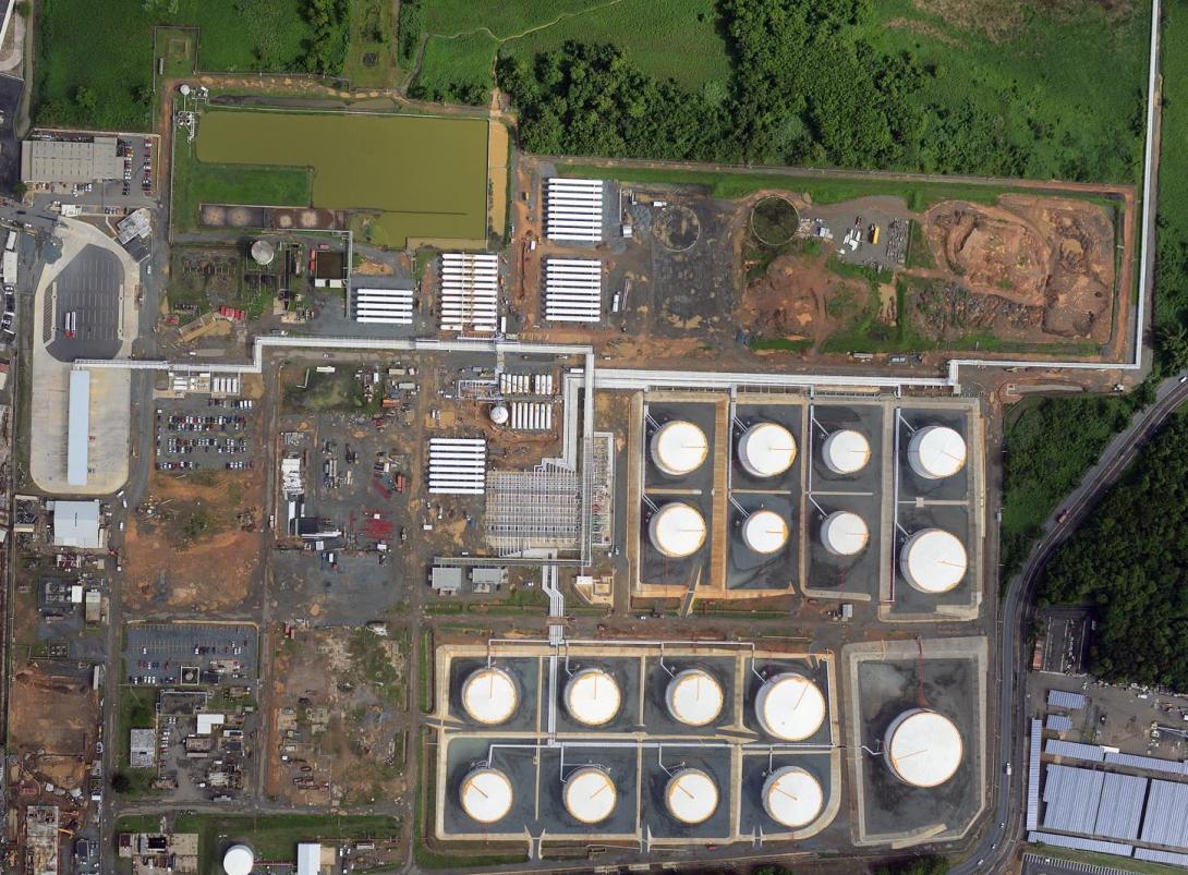 Aerial view of construction site